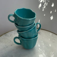 Load image into Gallery viewer, Set café 4 tasses turquoises
