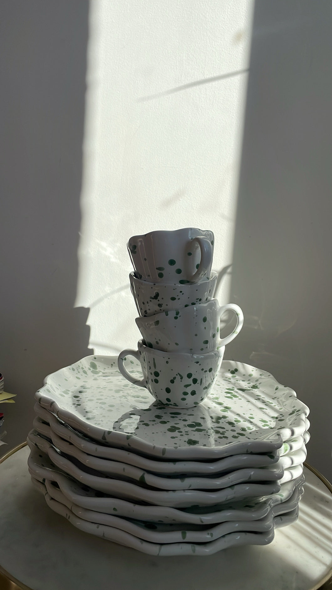 Selection Louani- Set café 4 tasse éclats vert