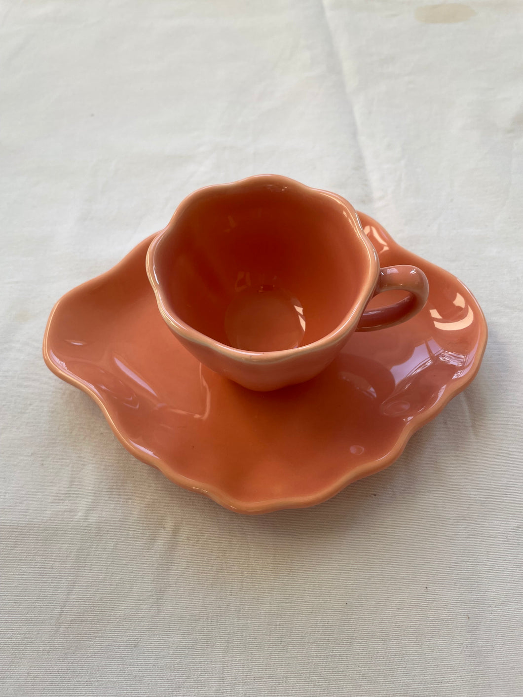 Coquillages - Coquillage- tasse à café corail avec sous tasse