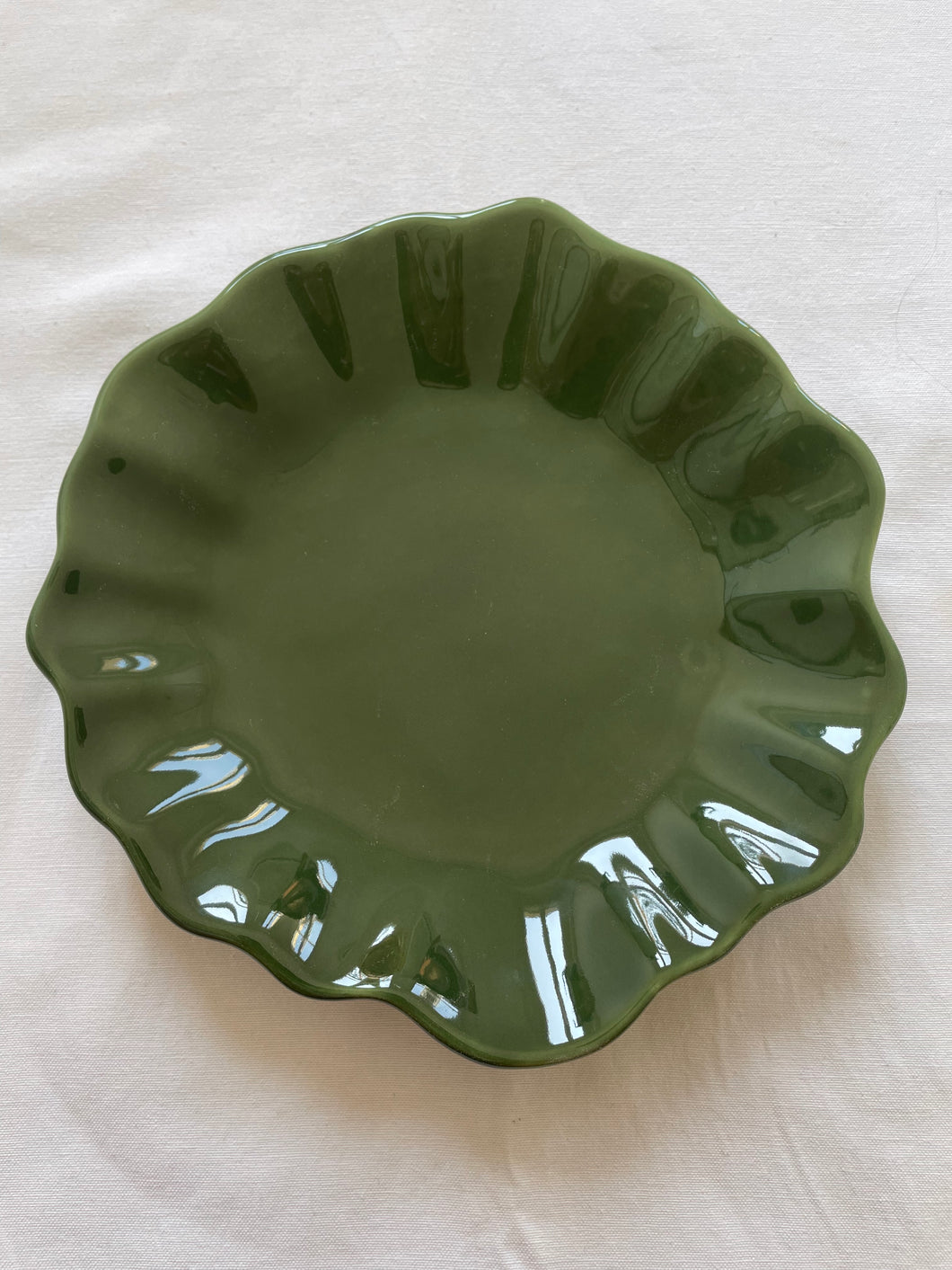 Coquillages- Assiette a dessert vert olive